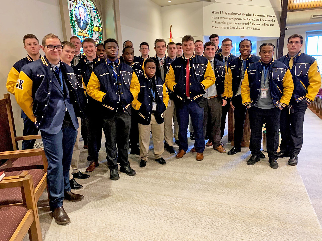 Twenty-Two senior Fall student-athletes were presented with  a Varsity Letterman jacket recently