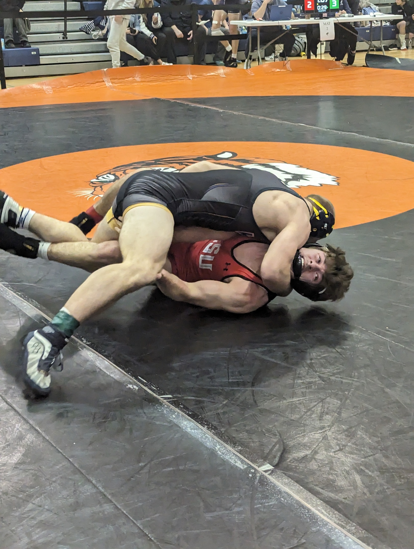 Talon Pisarchuk pins his opponent on the way to a second place finish at the Bob Quade Open tournament
