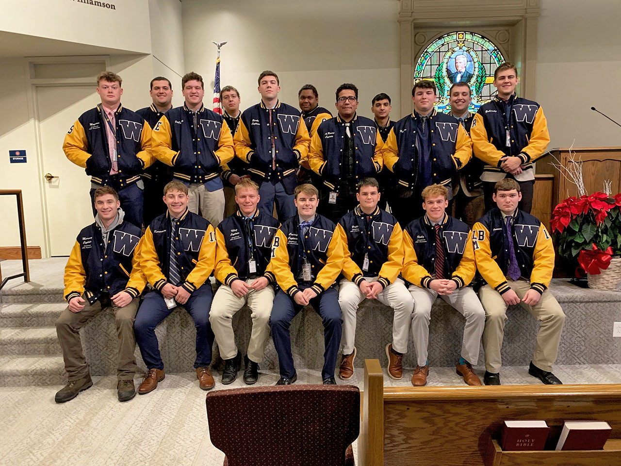Eighteen senior three-year student-athletes earned were presented with a Varsity Letterman jacket in a special ceremony recently