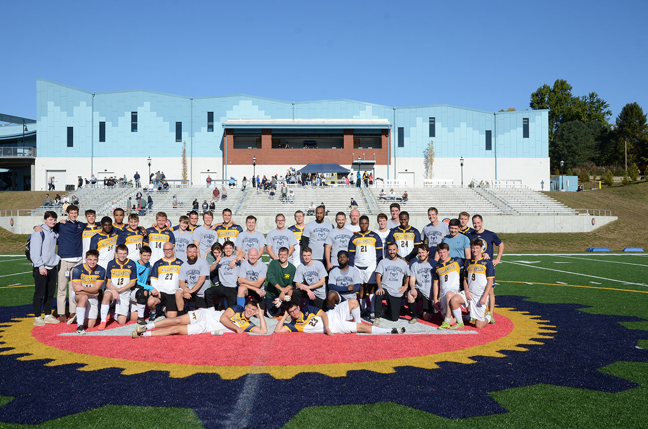 A great group of alumni joined the varsity after the annual Alumni soccer game