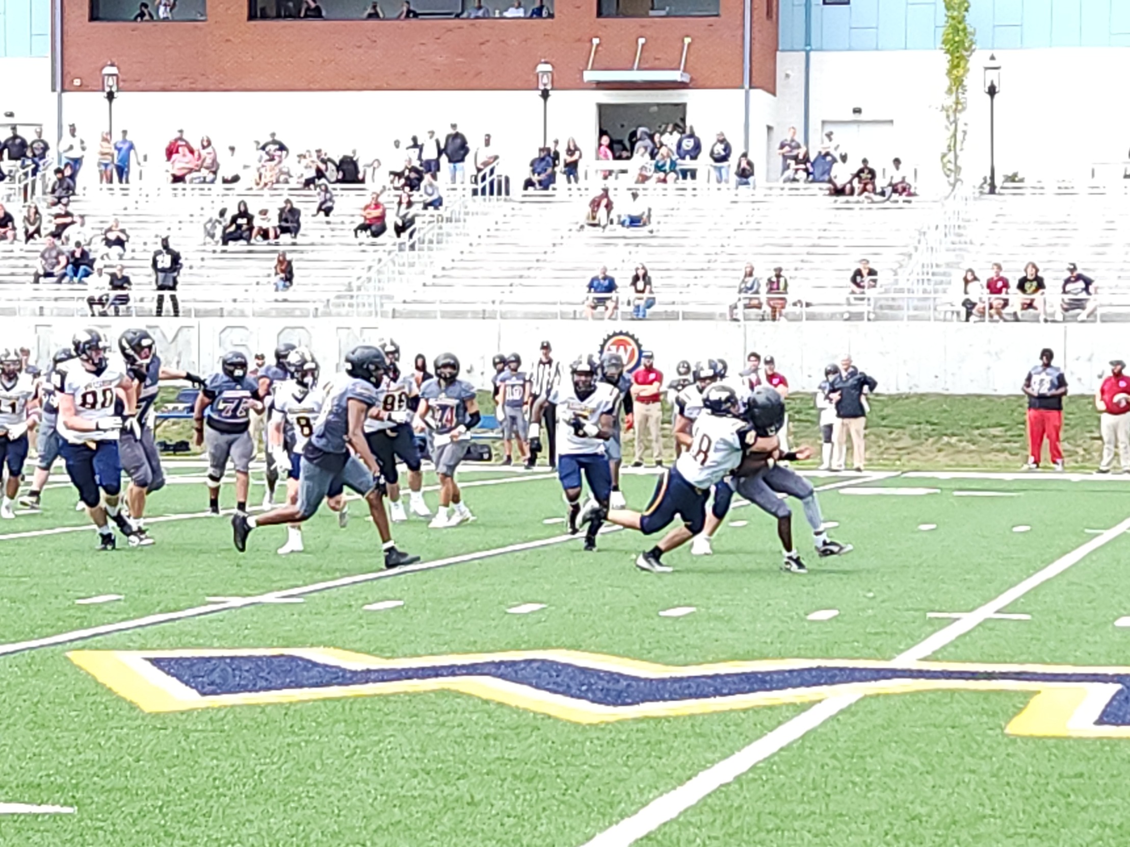 Logan Peck with a big sack for Williamson in their 7-0 loss on Saturday