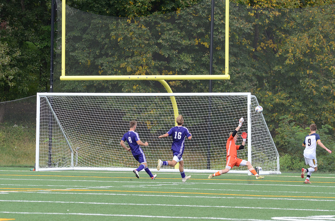 Zachary Bosak score on of his three goals against Crown College in Williamson's 4-2 win